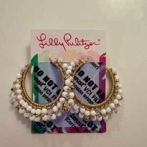 NWT Lilly Pulitzer Gold and White Hoop Earrings